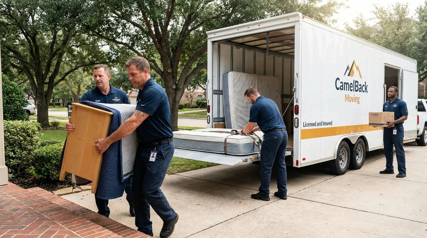Crew loading residential truck for cross-state move from Walton, IN