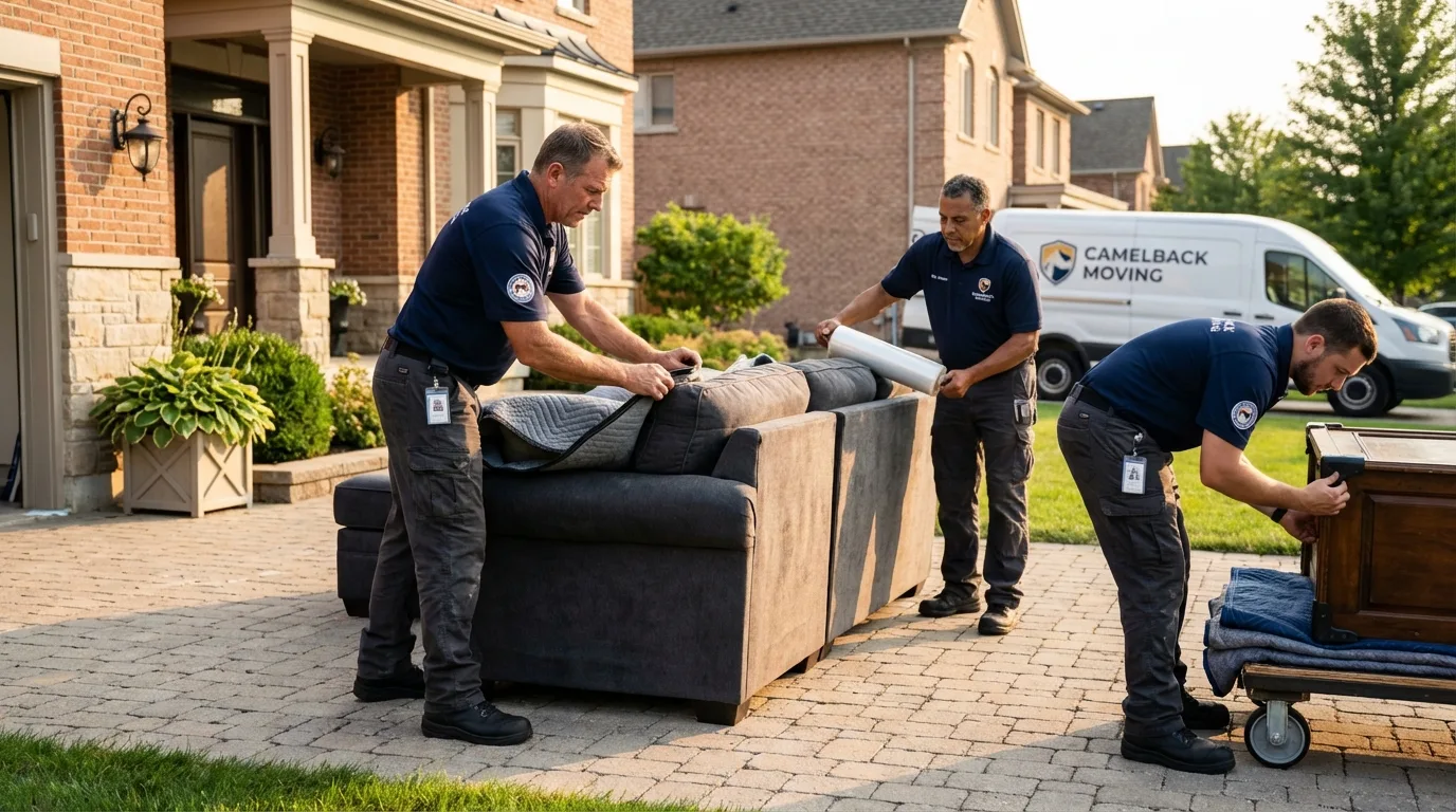 Large estate moving crew wrapping furniture in Walton, IN